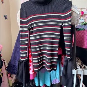 Striped Black Turtleneck Sweater